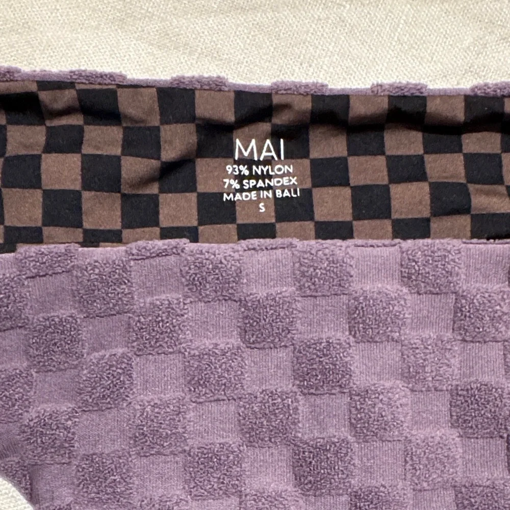 MAI Classic Bikini Bottom in Plum Terry Check - Picture 3 of 3